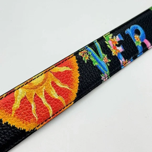 VERSACE Beverly Palm Medusa Leather Belt In Black